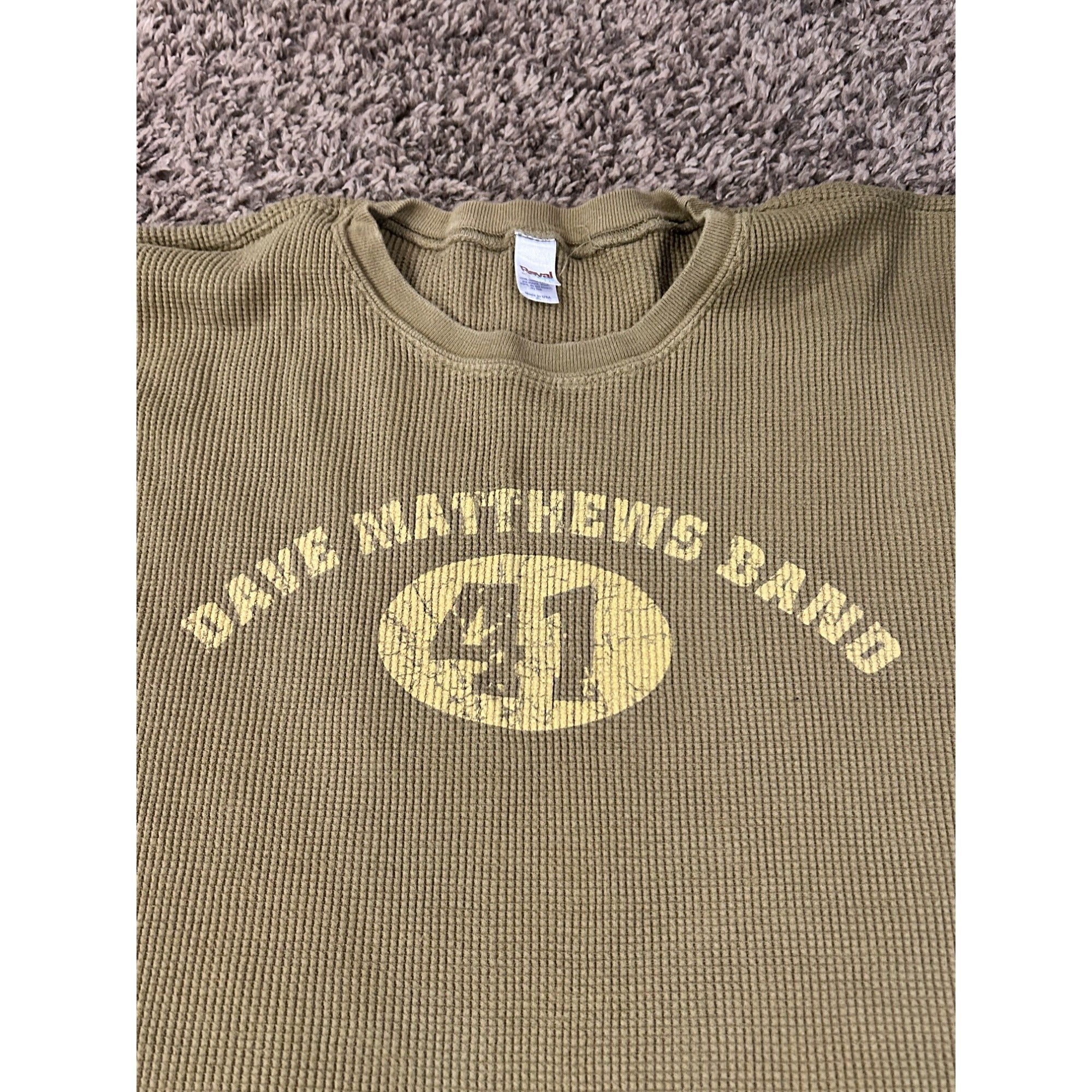 DAVE MATTHEWS BAND XL Long Sleeve Waffle Thermal Green Band Shirt