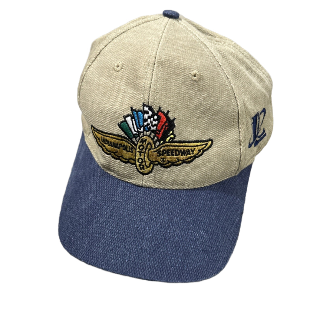 LOGO ATHLETIC Indianapolis 500 Embroidered Khaki Hat Cap Adjustable VTG