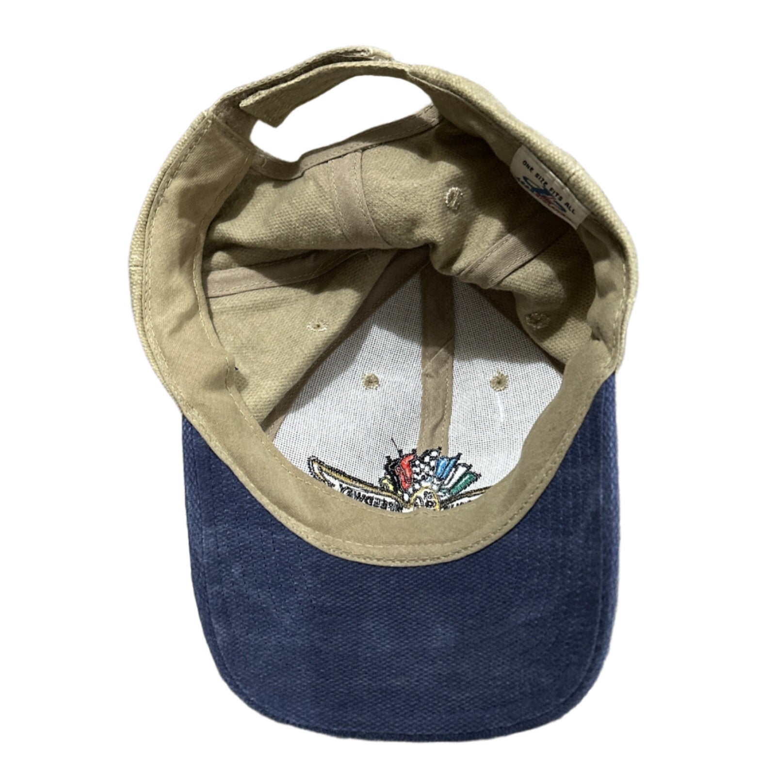 LOGO ATHLETIC Indianapolis 500 Embroidered Khaki Hat Cap Adjustable VTG