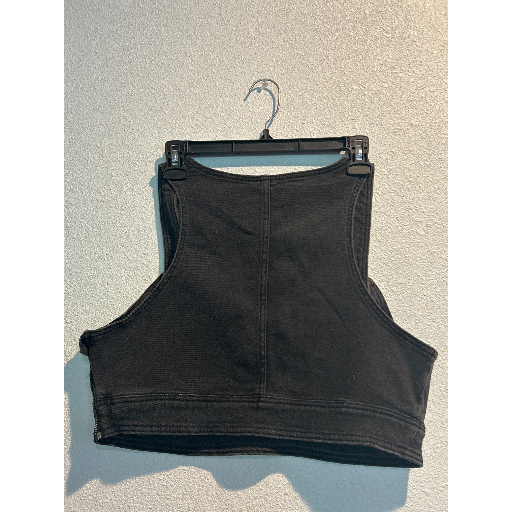 Wild Fable Cropped Denim Vest Black Bra Black Wash LARGE