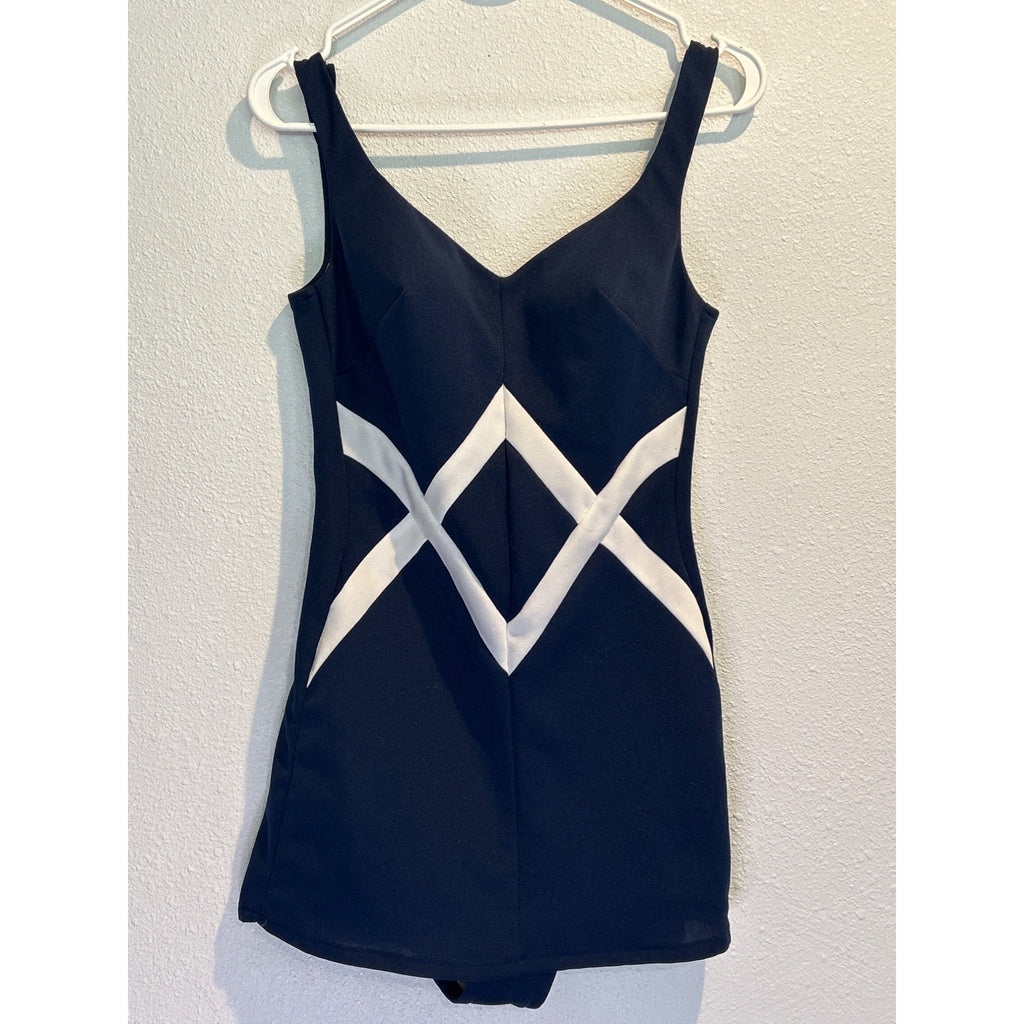 1950s Rose Marie Reid One Piece Swimsuit Dress Navy Pinup