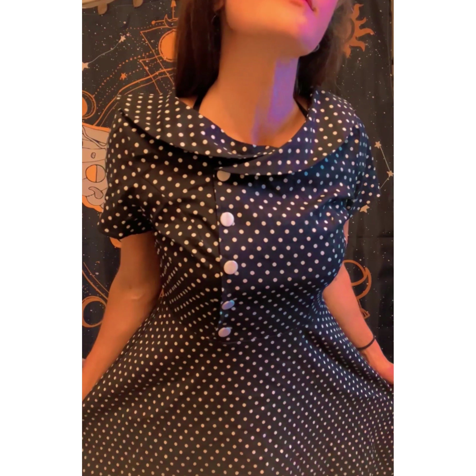 Wedtrend Polka Dot Collared 1950s Retro PIN UP Dress Rockabilly (Medium)