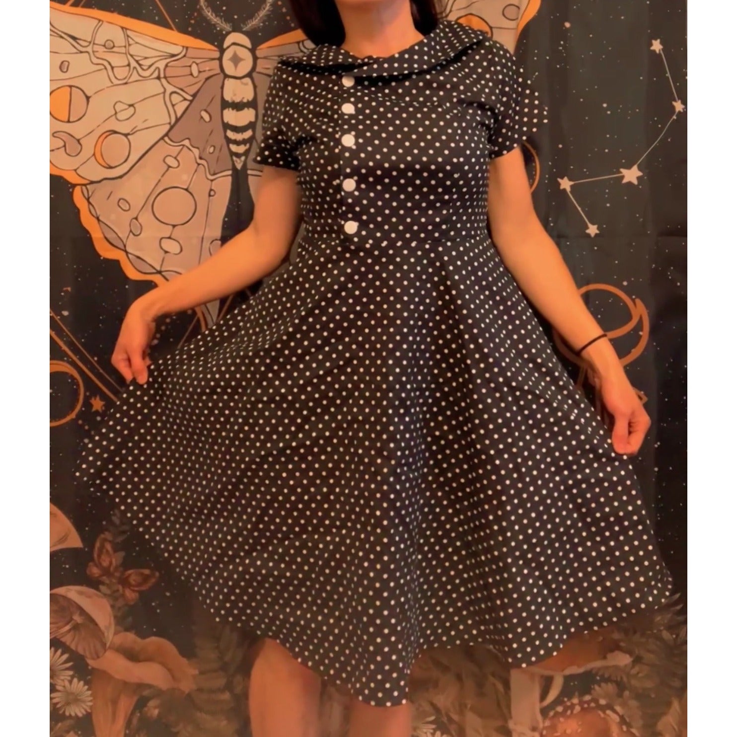 Wedtrend Polka Dot Collared 1950s Retro PIN UP Dress Rockabilly (Medium)