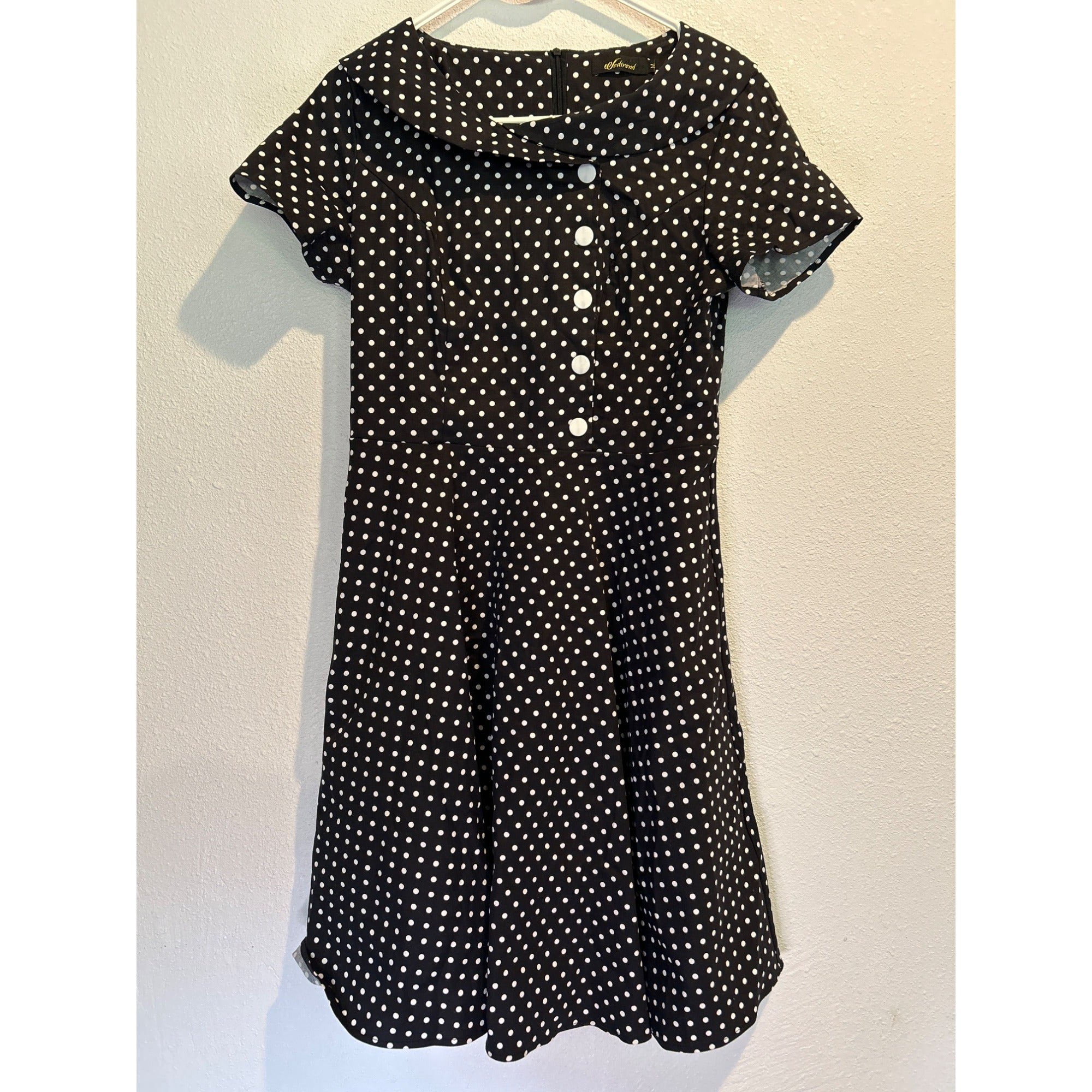 Wedtrend Polka Dot Collared 1950s Retro PIN UP Dress Rockabilly (Medium)