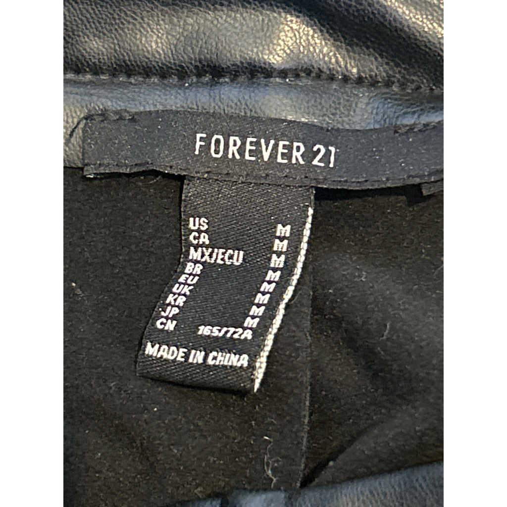Forever 21 MEDIUM Black Faux Leather Cargo Pants Stretch
