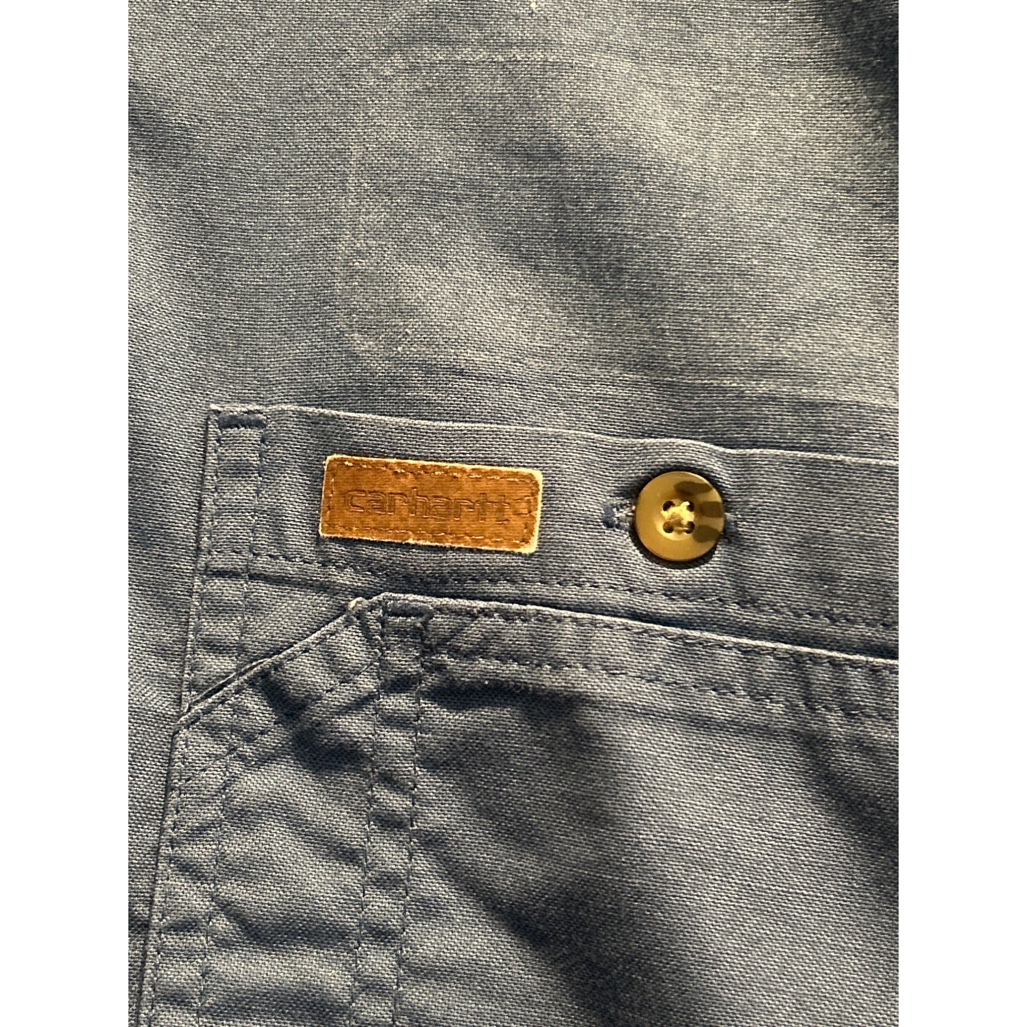Carhartt (Mens MEDIUM) Work Shirt Button Up Long Sleeve Blue 384-19