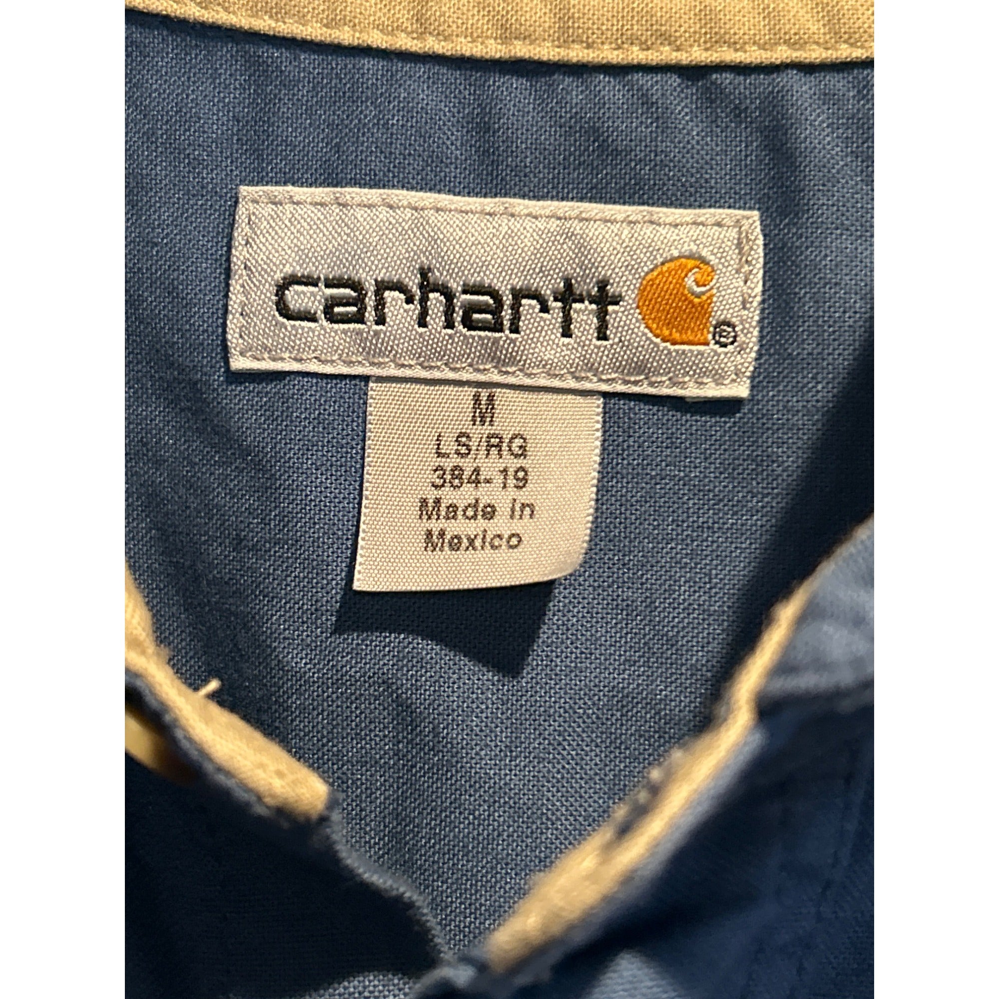 Carhartt (Mens MEDIUM) Work Shirt Button Up Long Sleeve Blue 384-19