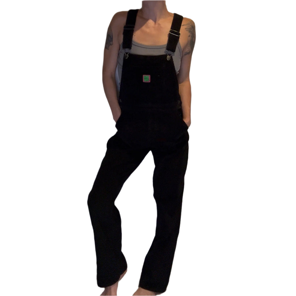Empyre Suzie Overalls (WOMENS SMALL) Black Corduroy Bib Relaxed Streetwear Skate Y2K Skateboarding