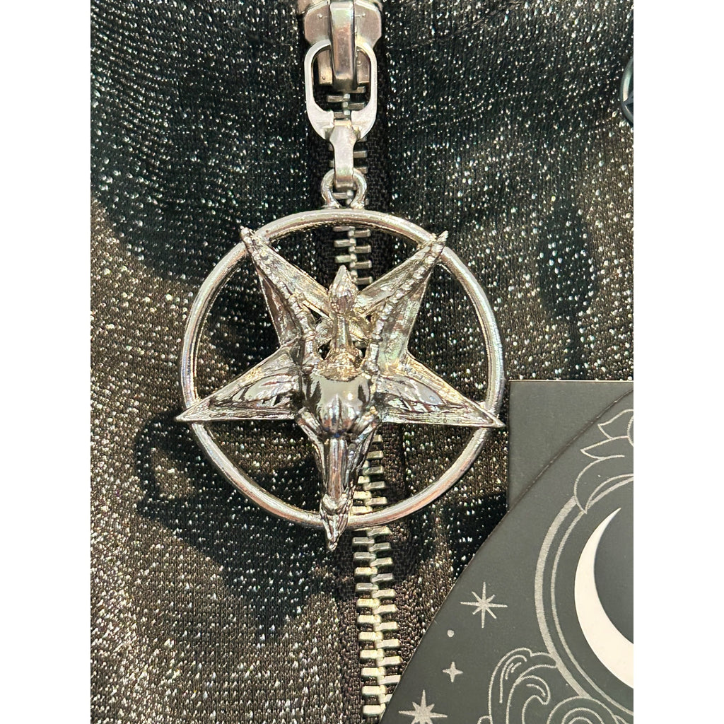 Killstar  Synth Soul Strappy Pentagram Zip Top Tank Glitter Gray NEW!!!