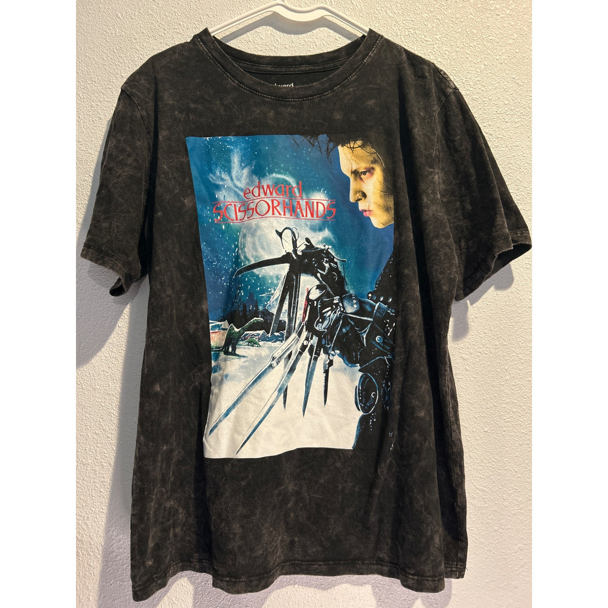 Edward Scissorhands Movie T-Shirt Large Dye Not Complete Printed