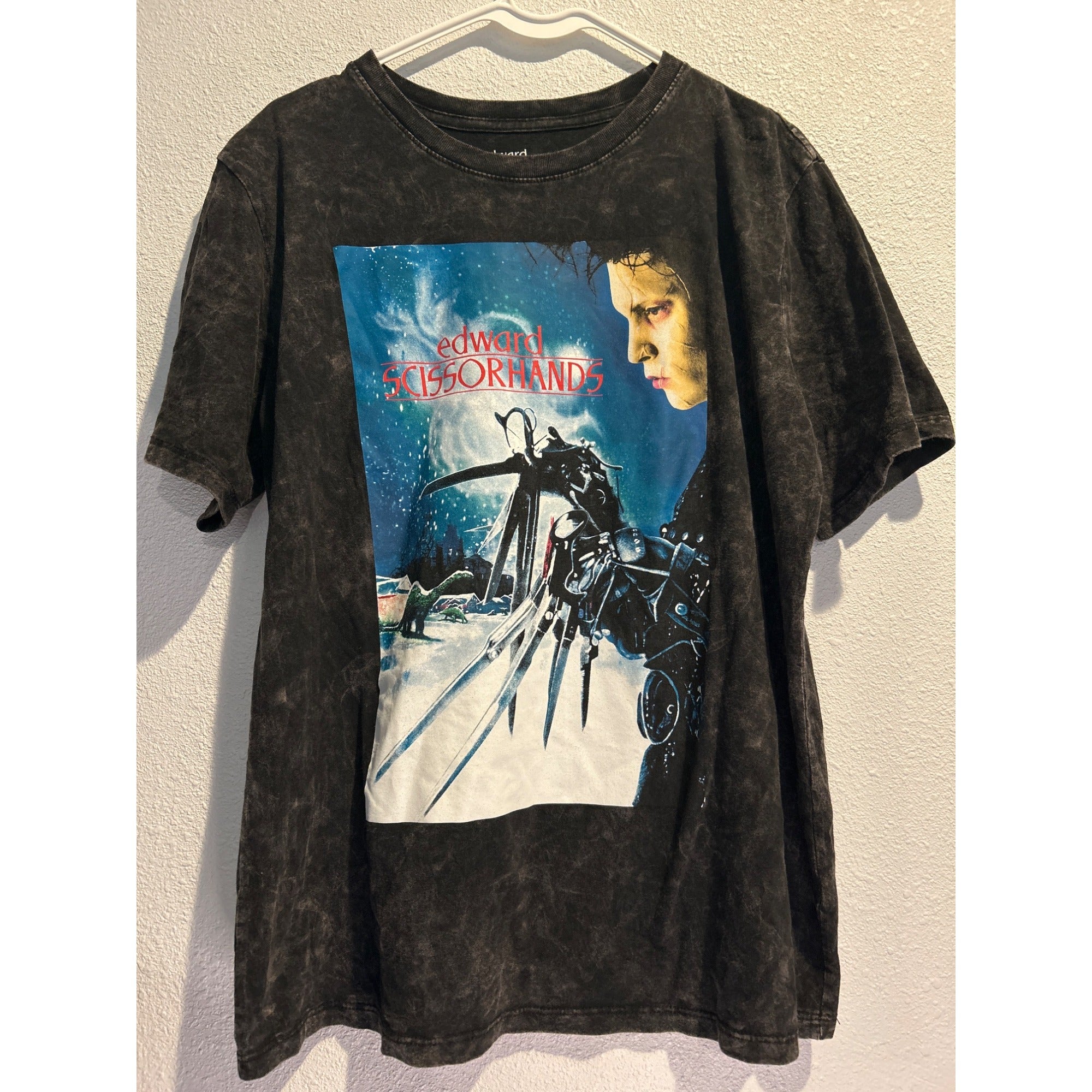 Edward Scissorhands Movie T-Shirt Large Dye Not Complete Printed