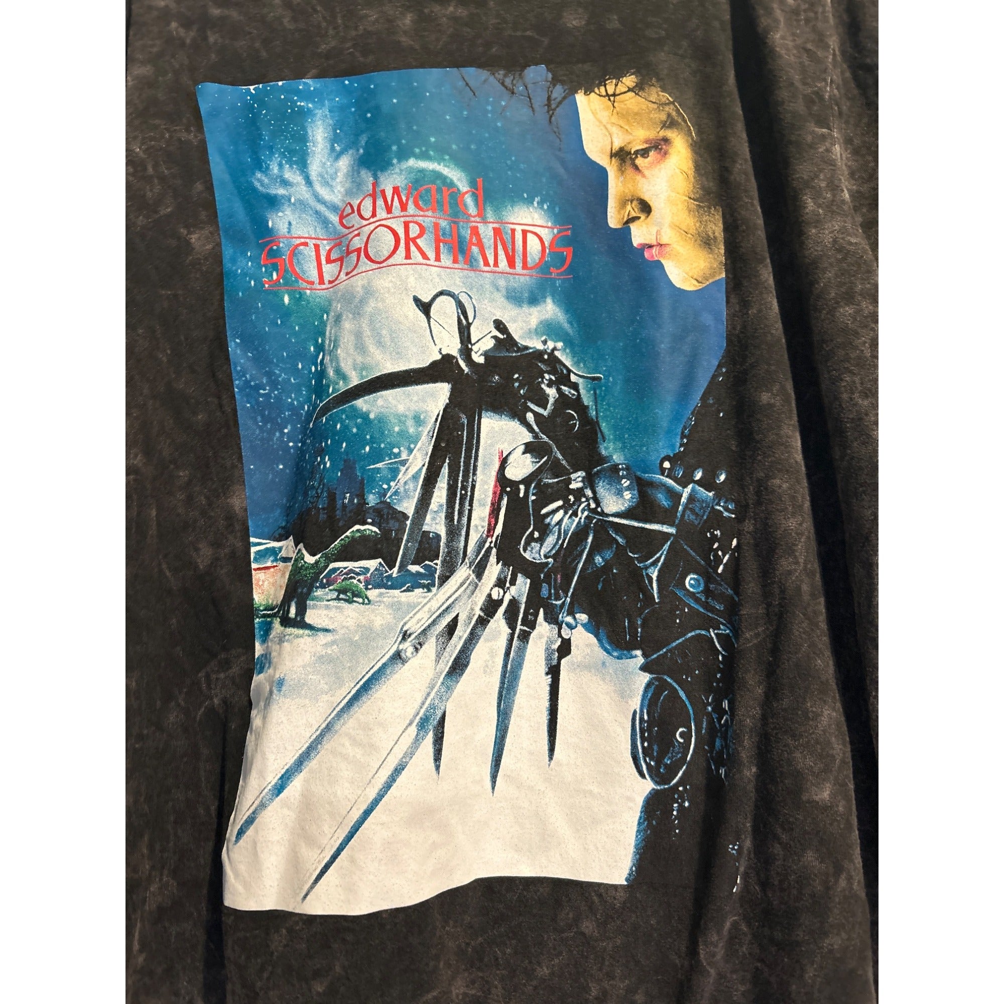 Edward Scissorhands Movie T-Shirt Large Dye Not Complete Printed