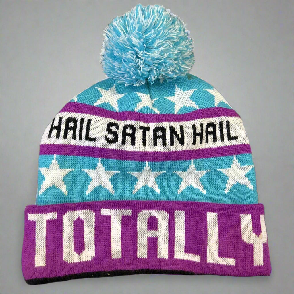 KillStar Pom Beanie Hat "Hail Satan, Totally F*cked" ONE SIZE