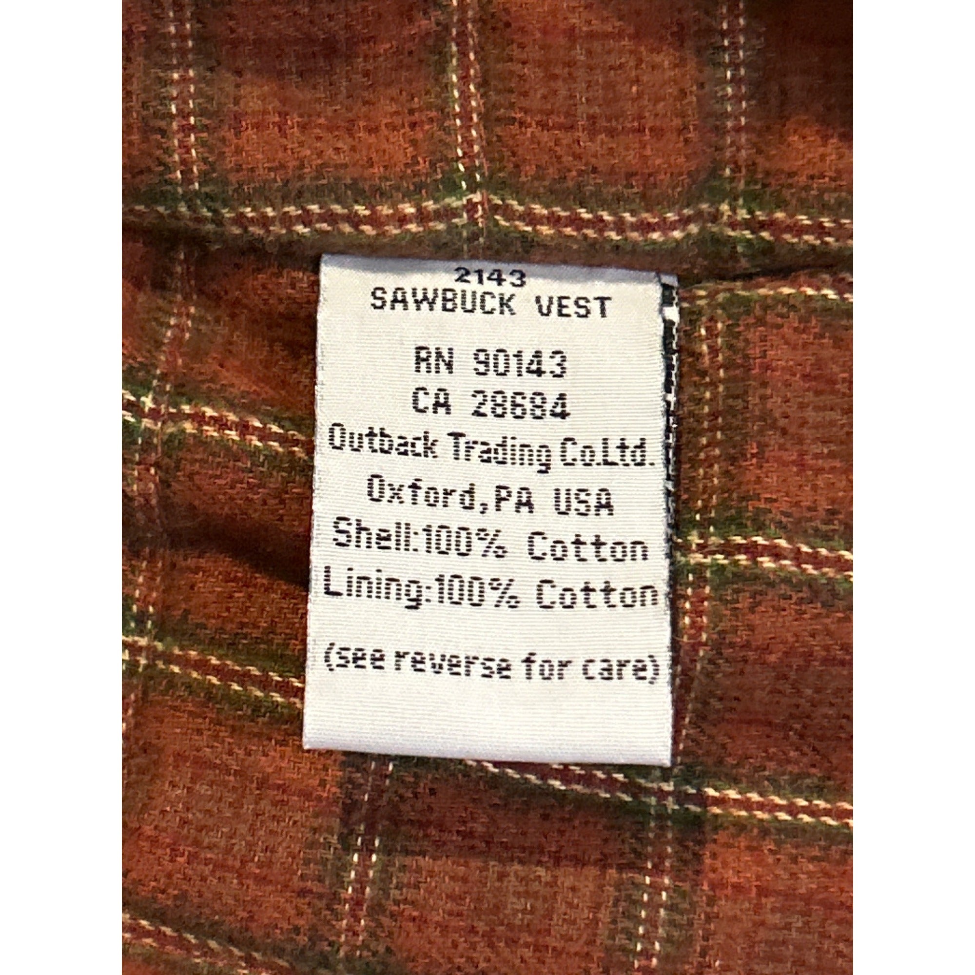 Outback Trading Company Vest (Mens 2XL) Brown Oilskin Workwear Western Cowboy