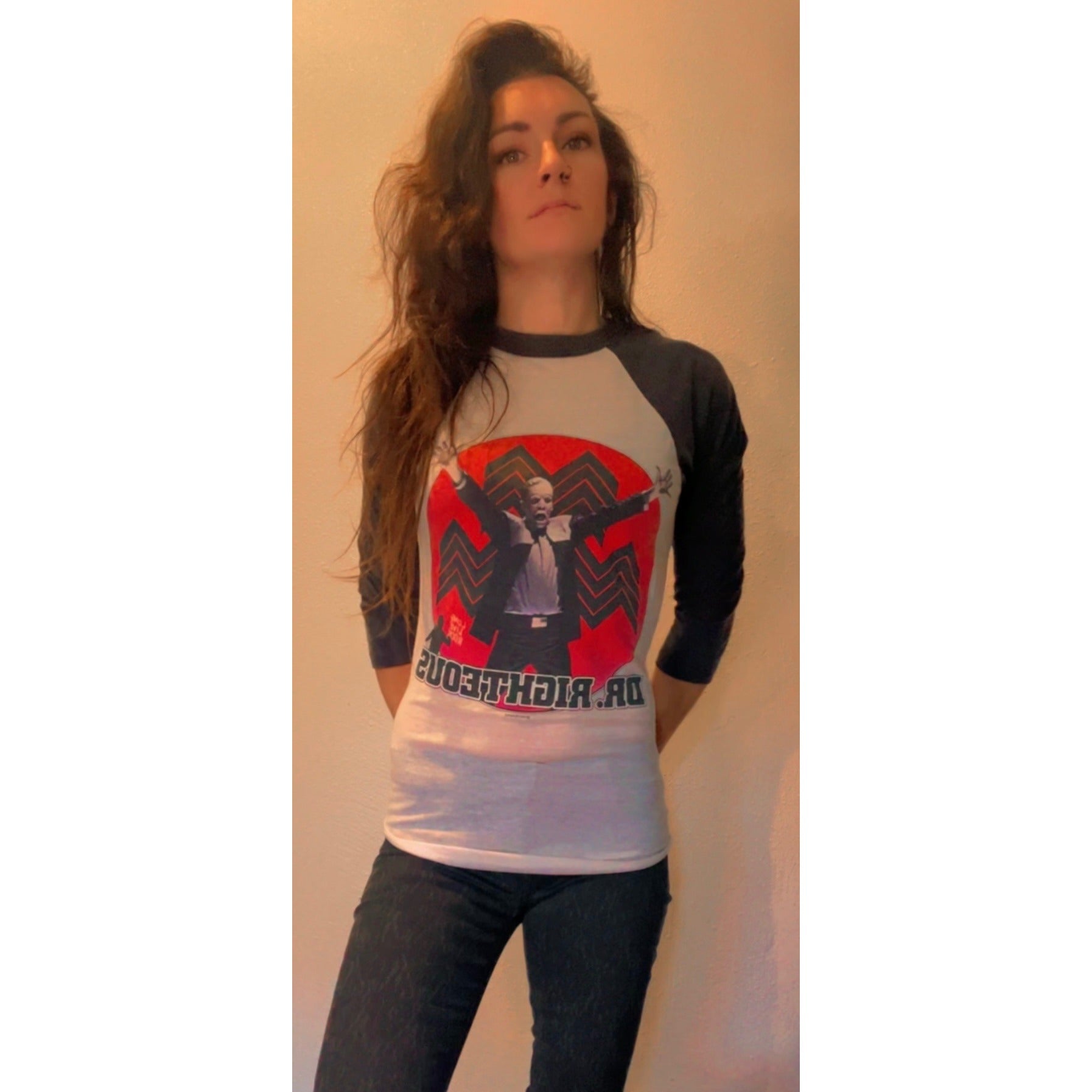 Vtg 1983 Styx Dr Righteous T Shirt Raglan Double Sided Band Tour Rock Tee