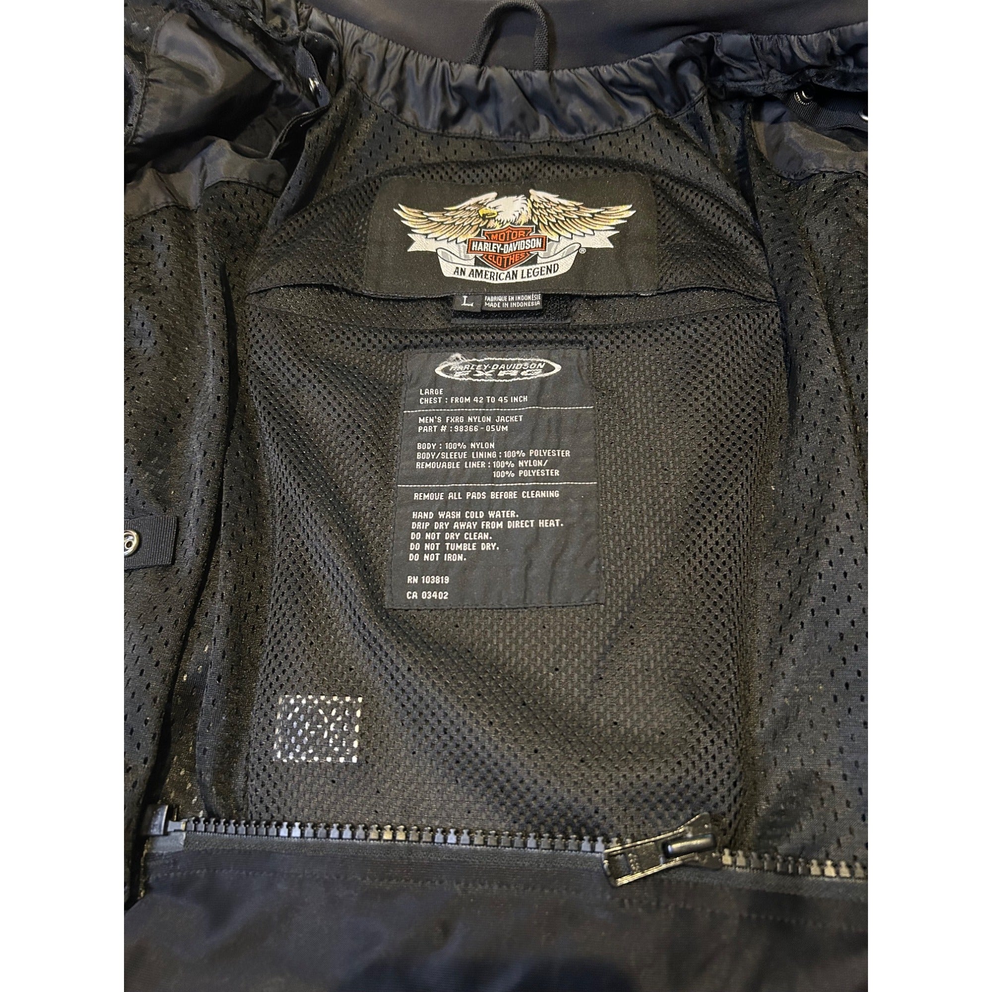 HARLEY DAVIDSON FXRG (Large) Nylon Riding Jacket Padded Spine Protector