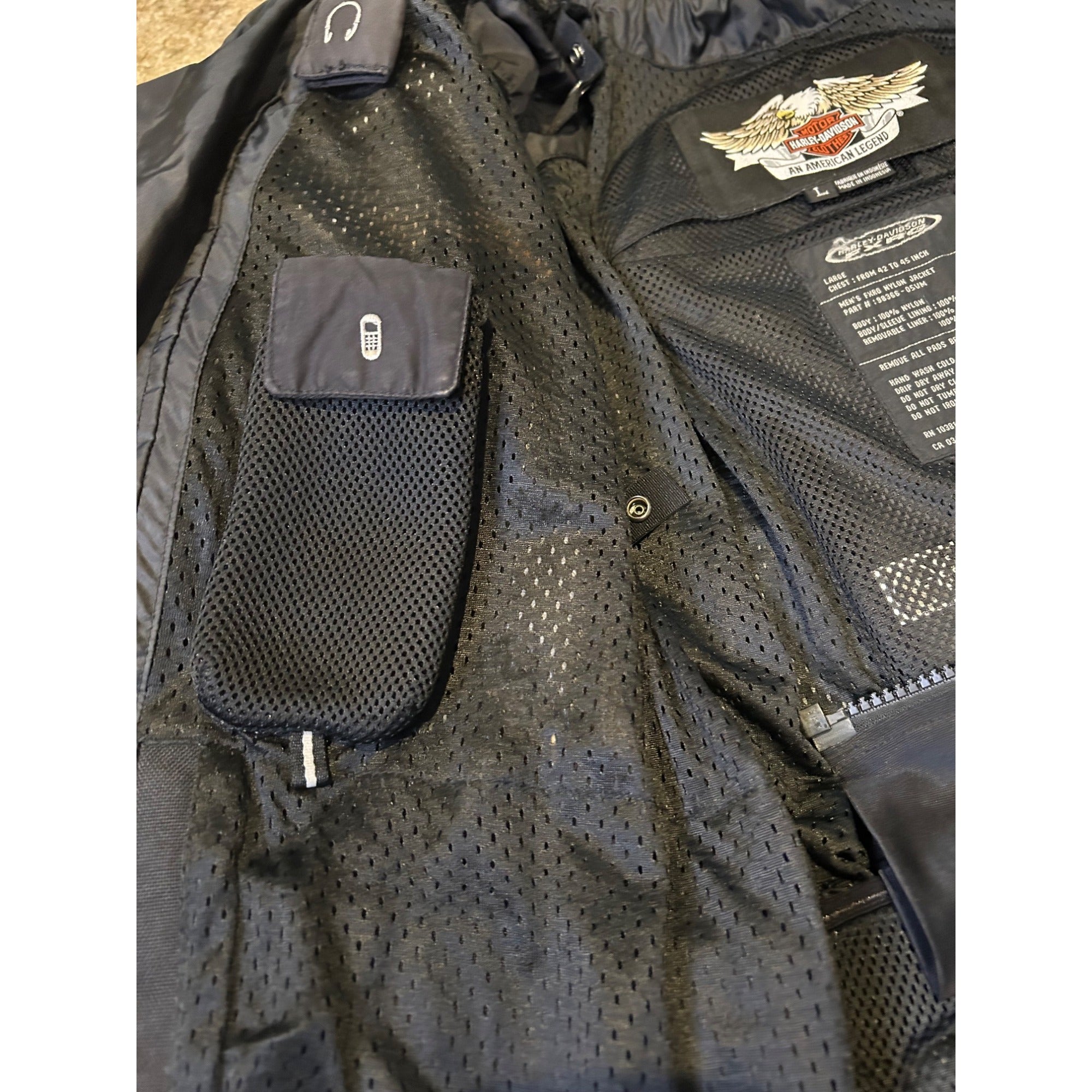 HARLEY DAVIDSON FXRG (Large) Nylon Riding Jacket Padded Spine Protector