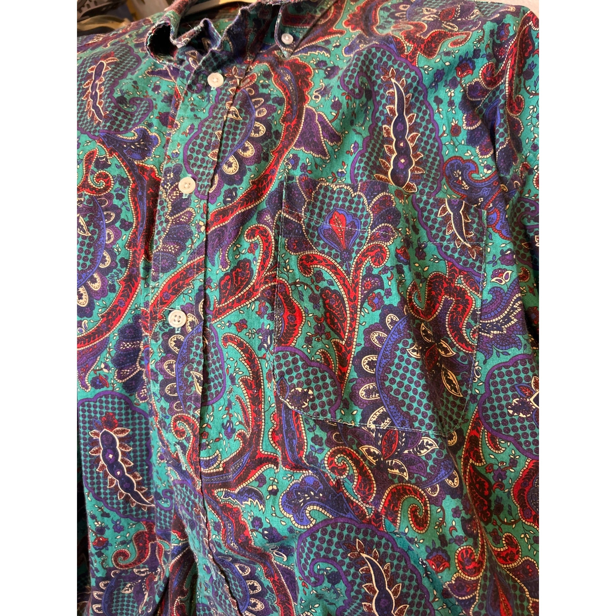 VIntage John Ashford Men's XL Paisley Button Up Short Sleeve Western Printed