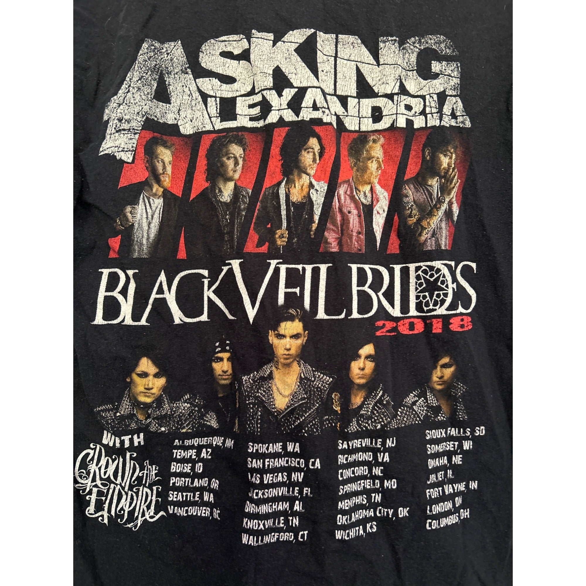 2018 Black Veil Brides Asking Alexandria Tour Shirt  SMALL