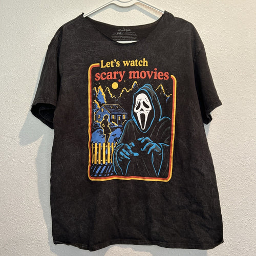 Authentic Scream Ghost Face T-Shirt Let’s Watch Scary Movies Mens LARGE **CUT