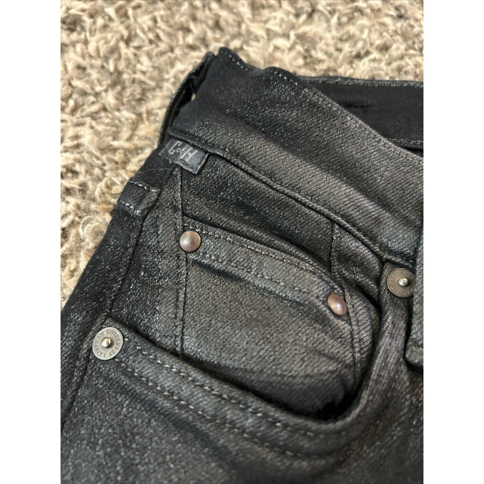 Citizens Of Humanity Womens 24 Skinny Jeans Black  Shiny Stretch Denim Crop
