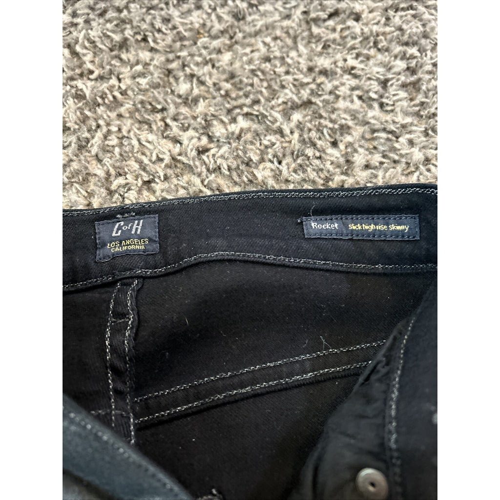 Citizens Of Humanity Womens 24 Skinny Jeans Black  Shiny Stretch Denim Crop