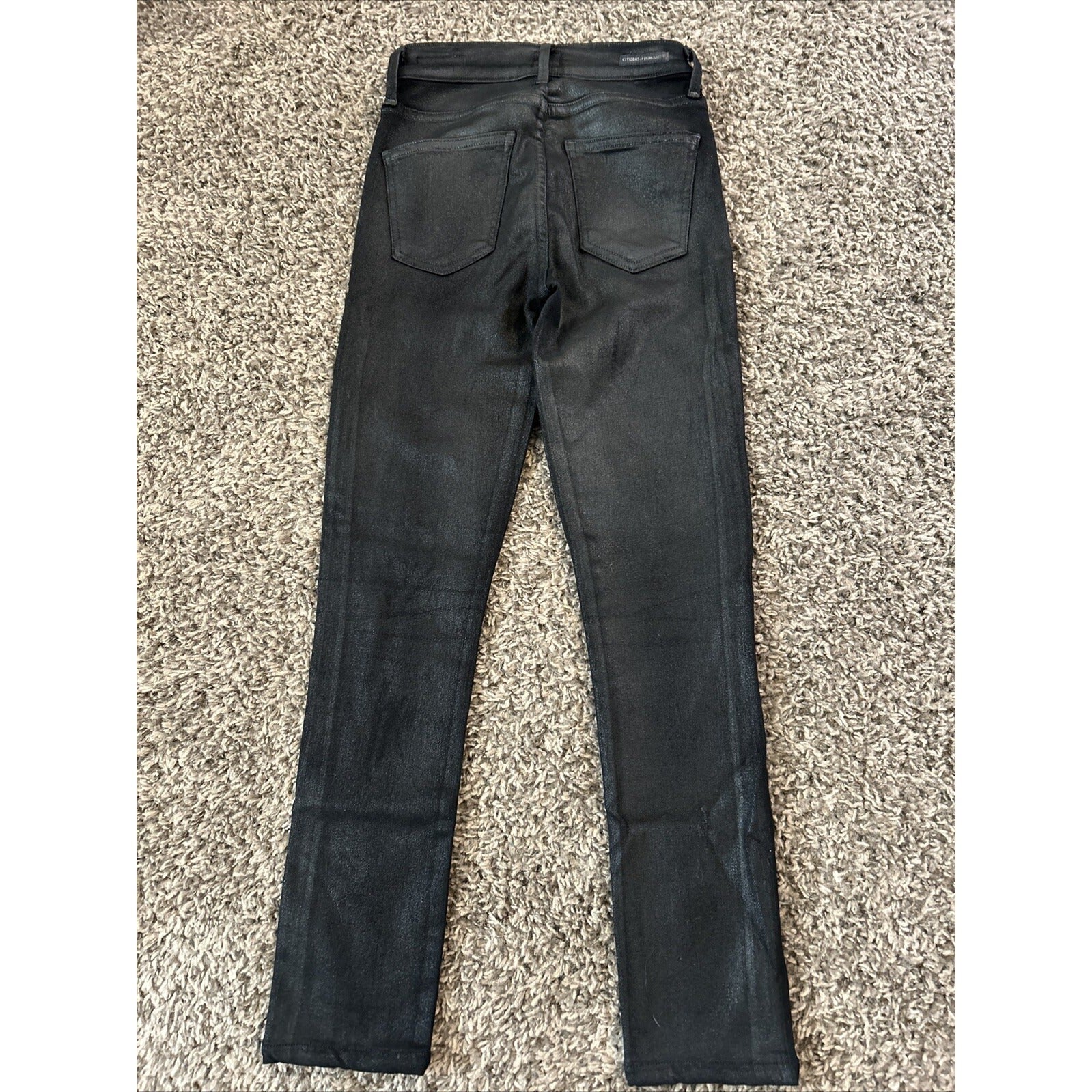 Citizens Of Humanity Womens 24 Skinny Jeans Black  Shiny Stretch Denim Crop