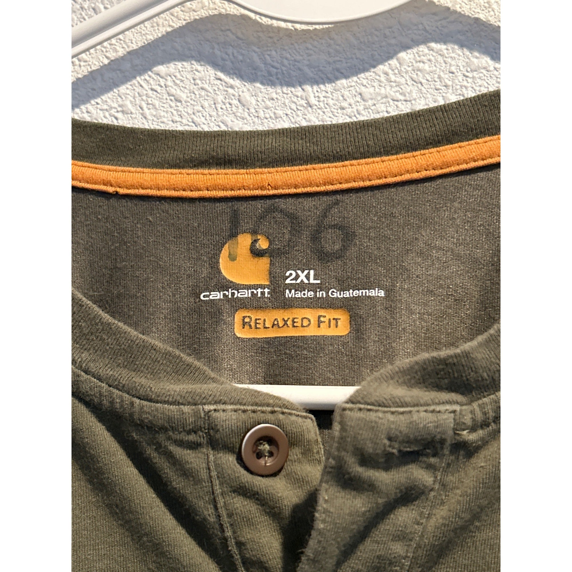 Carhartt (Mens 2XL) Force Henley Work Shirt Short Sleeve Army Green