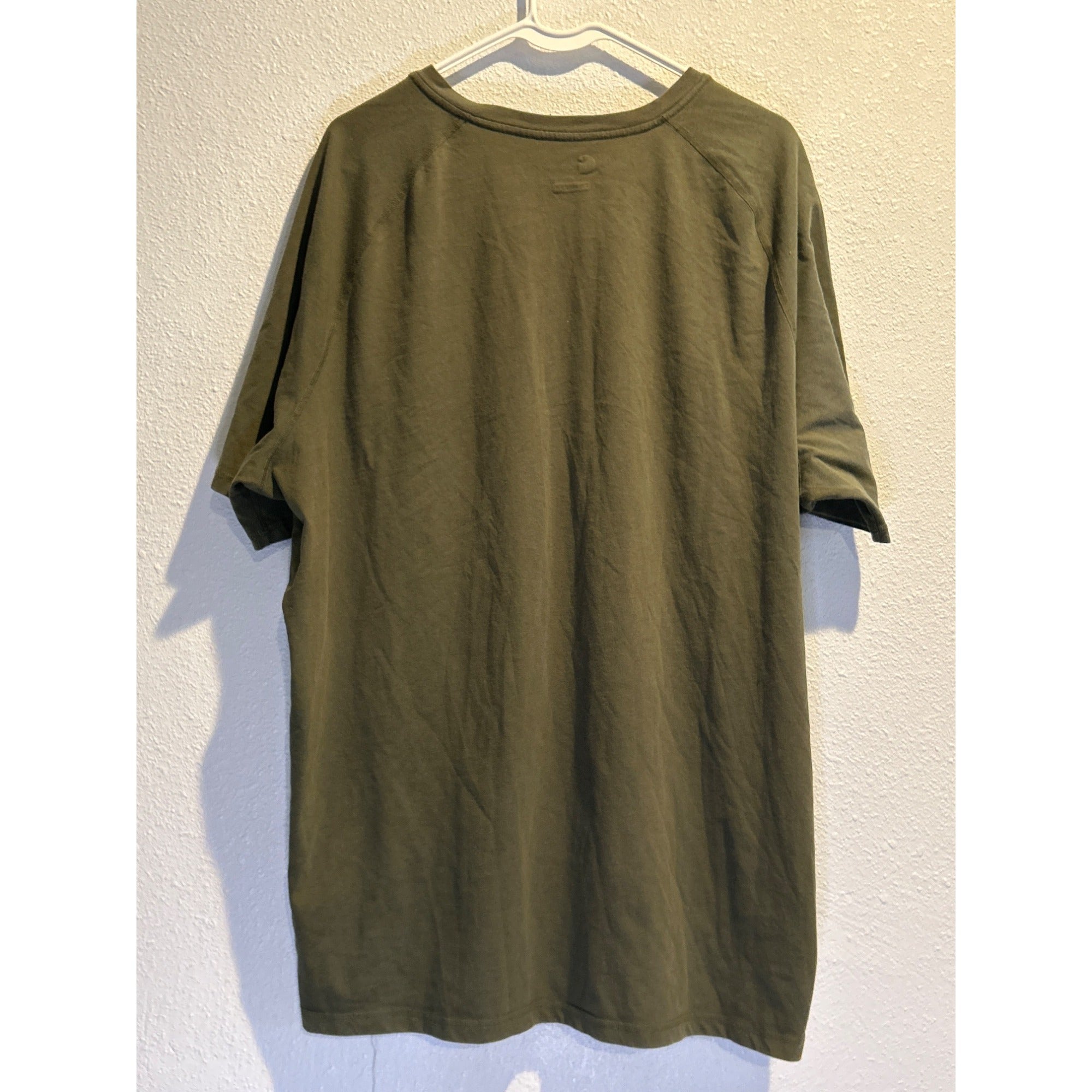 Carhartt (Mens 2XL) Force Henley Work Shirt Short Sleeve Army Green