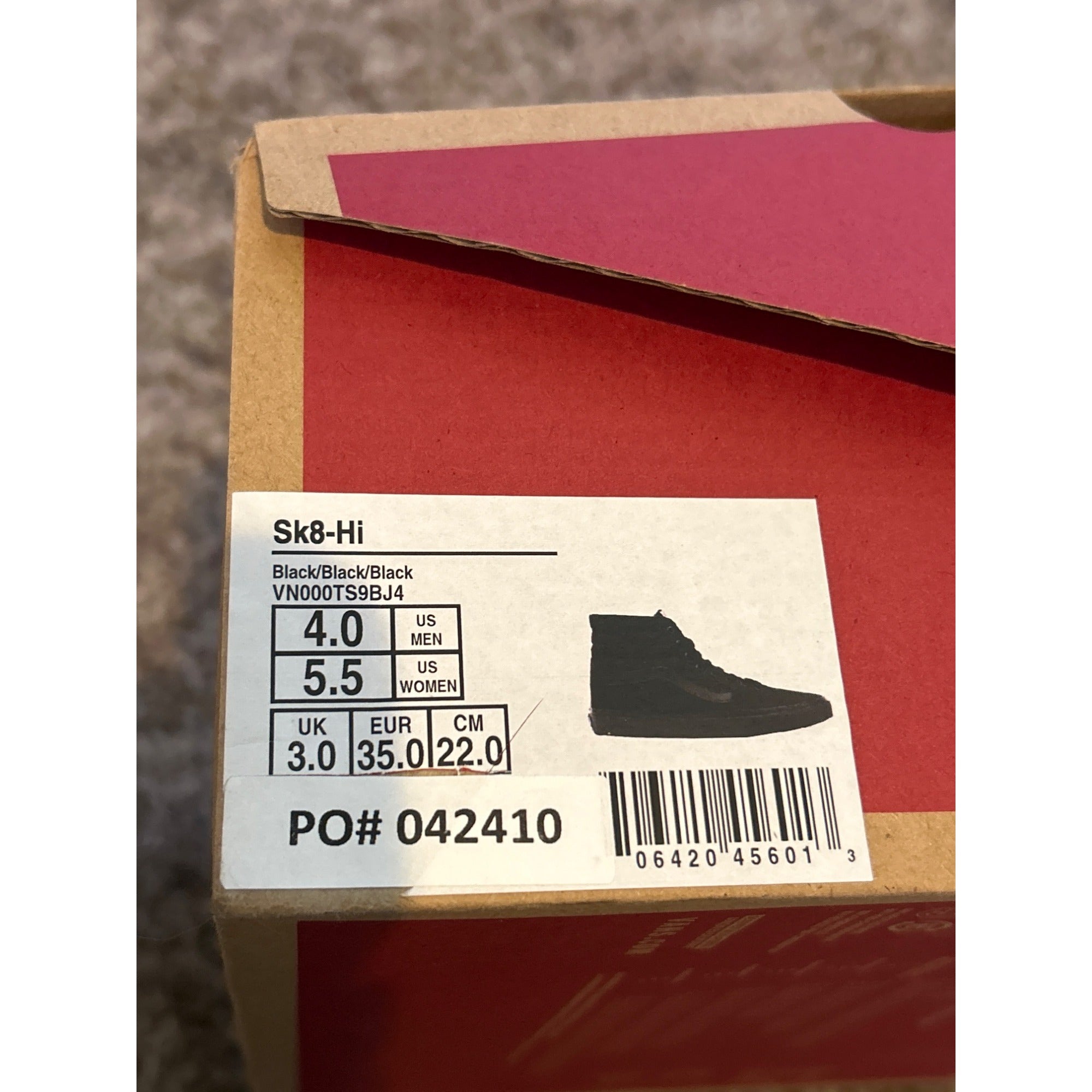 NEW! Vans SK8-Hi Shoes (Womens 5.5) Black/Black Canvas Skate Sneakers