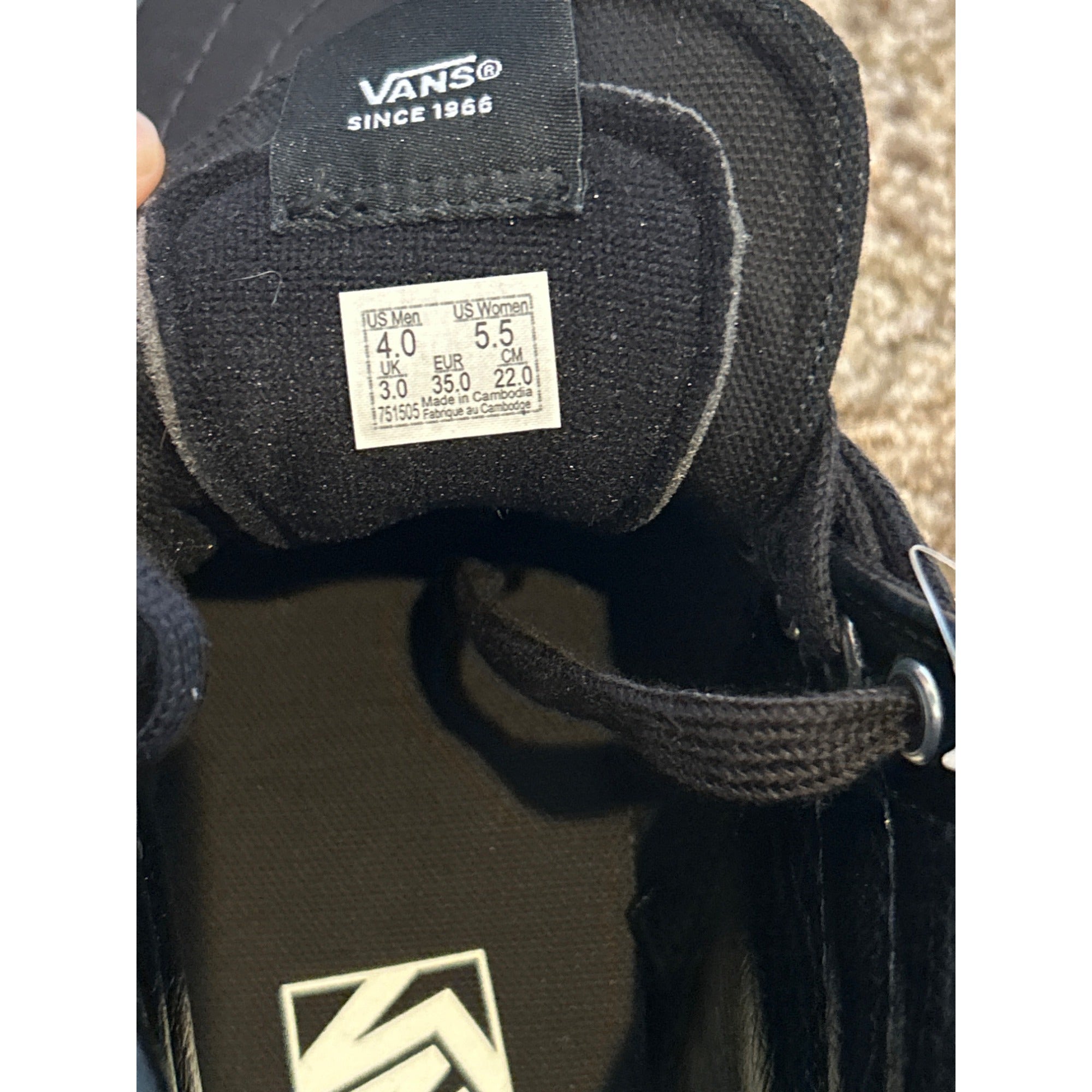 NEW! Vans SK8-Hi Shoes (Womens 5.5) Black/Black Canvas Skate Sneakers