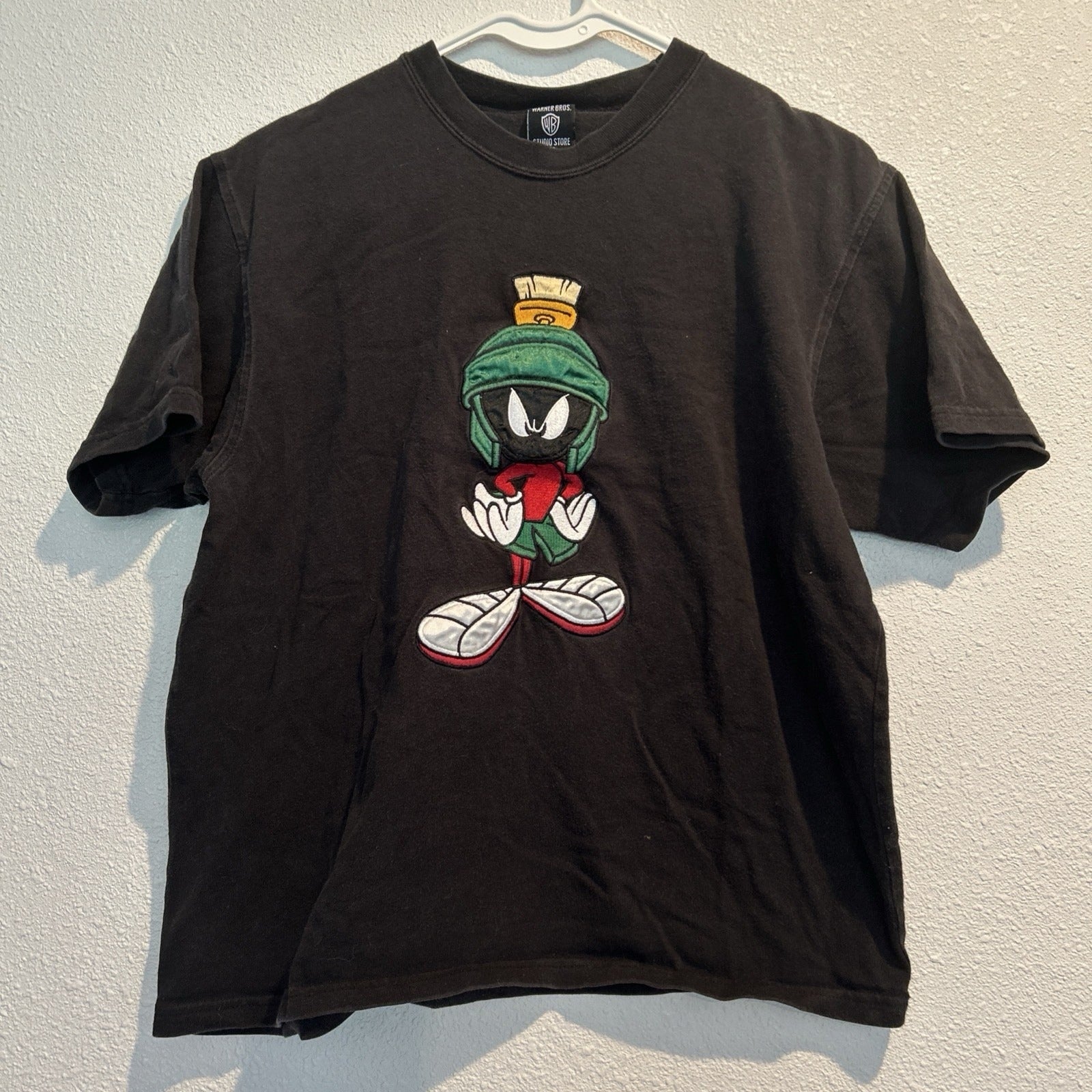 Marvin the Martian T-Shirt Men’s Small Black Embroidered Warner Bros Vintage