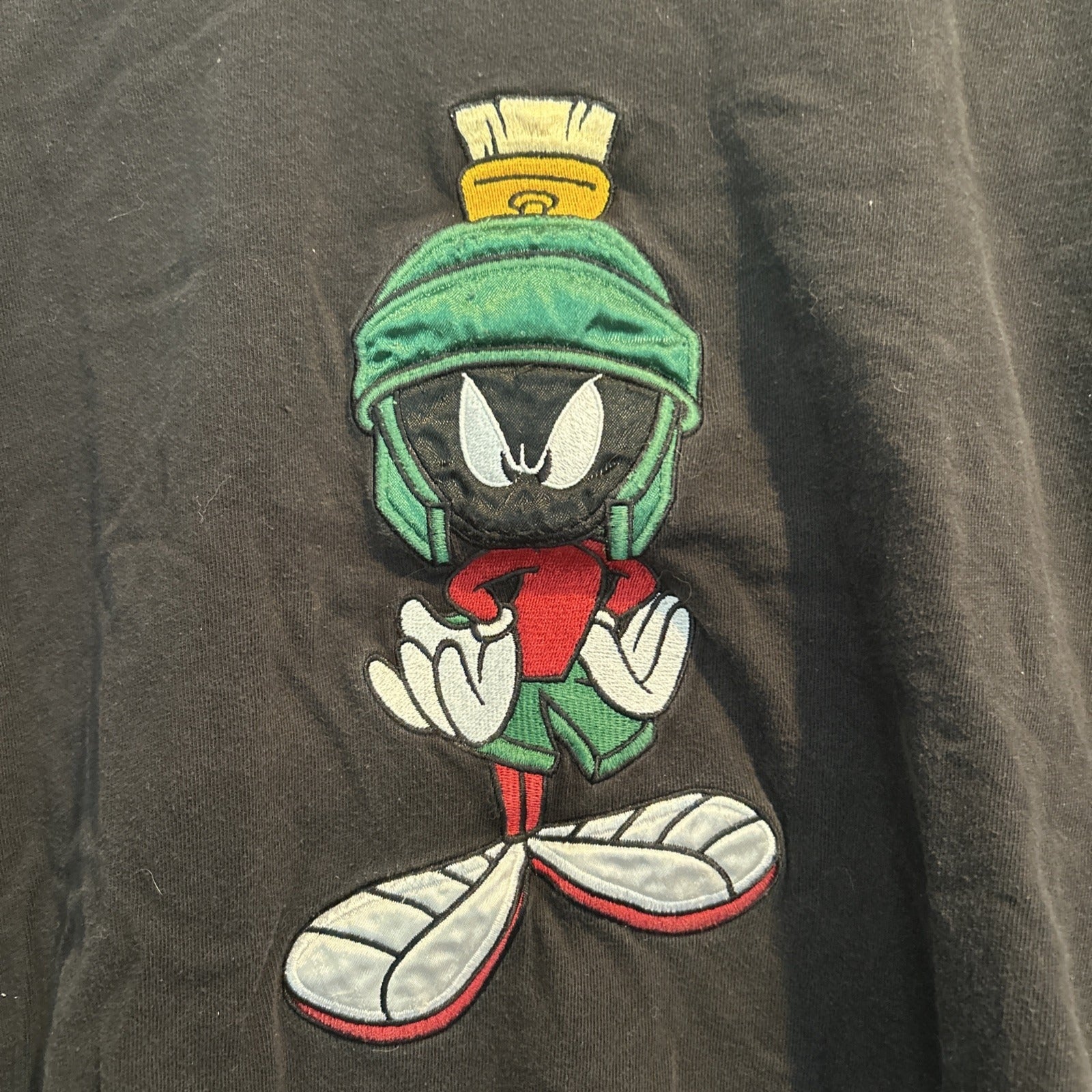 Marvin the Martian T-Shirt Men’s Small Black Embroidered Warner Bros Vintage