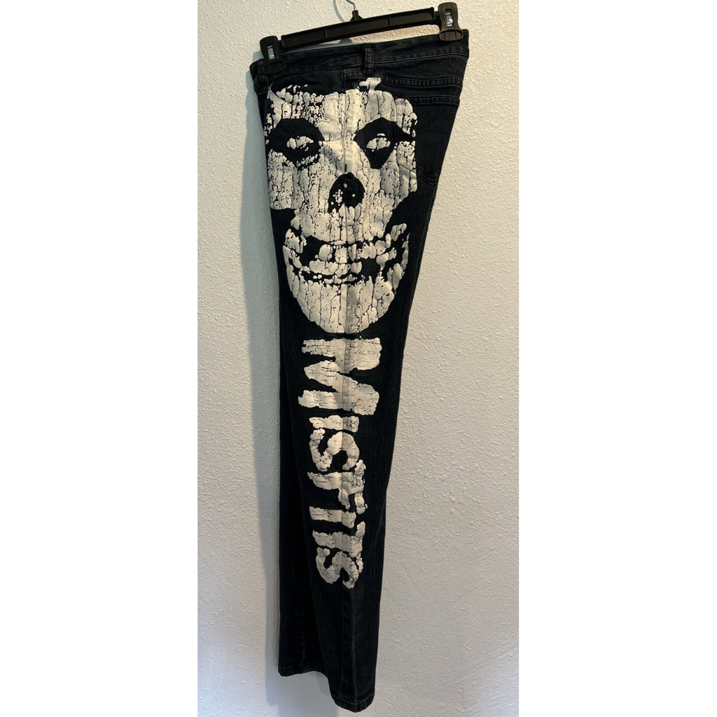 MISFITS Iron Fist (Size 9) SKULL Black Stretch Skinny Denim Jeans