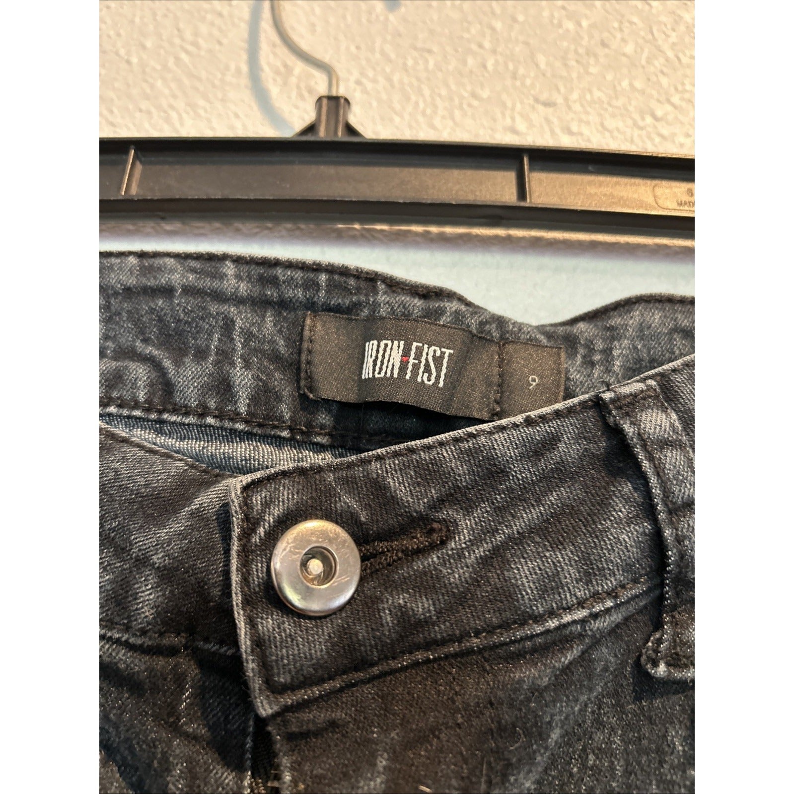 MISFITS Iron Fist (Size 9) SKULL Black Stretch Skinny Denim Jeans
