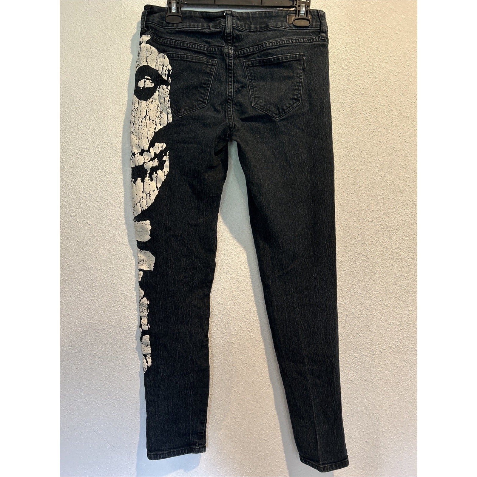MISFITS Iron Fist (Size 9) SKULL Black Stretch Skinny Denim Jeans
