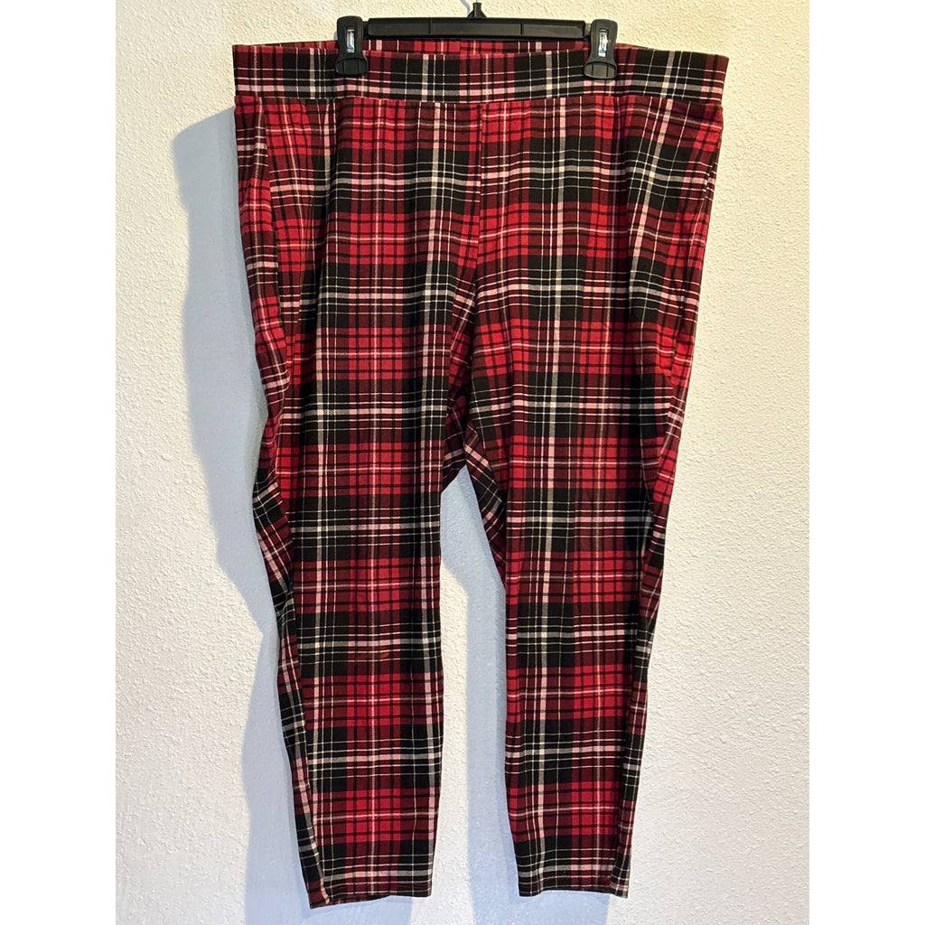 Torrid Women's Size 4X Capri Leggings Maroon & Black Plaid, Stretch Punk Grunge