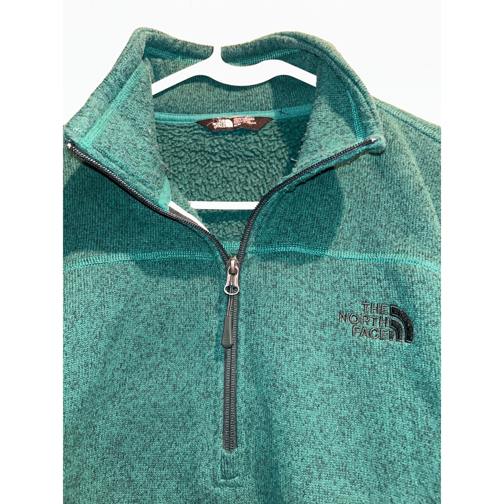 The North Face (Men's MEDIUM) Green 1/4 Zip Fleece Pullover Jacket
