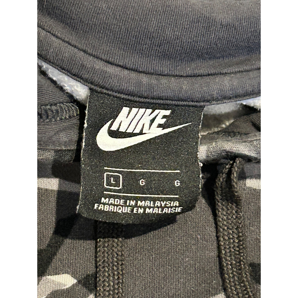 Nike Hoodie (Mens Large) Gray Black Camo Pullover Sweatshirt AR1313-065 Fleece