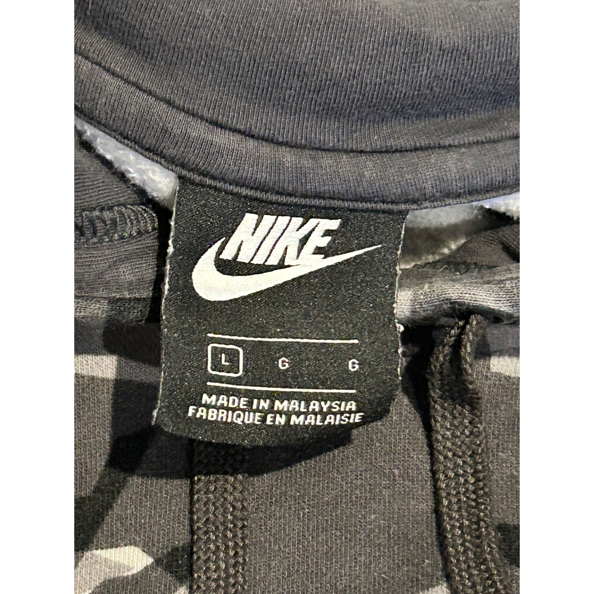 Nike Hoodie (Mens Large) Gray Black Camo Pullover Sweatshirt AR1313-065 Fleece