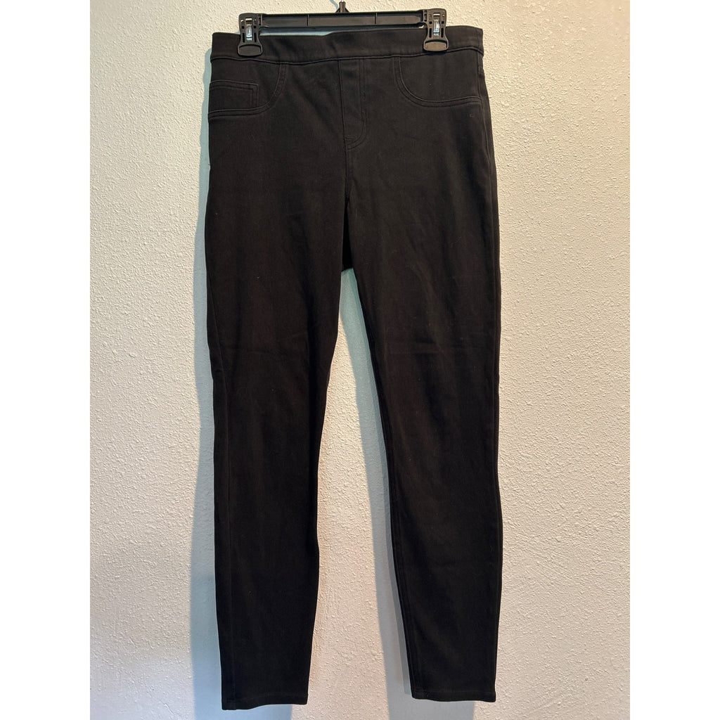 Spanx Skinny Jeans Jeggings Black Pull On Stretch Crop Short Womens MEDIUM