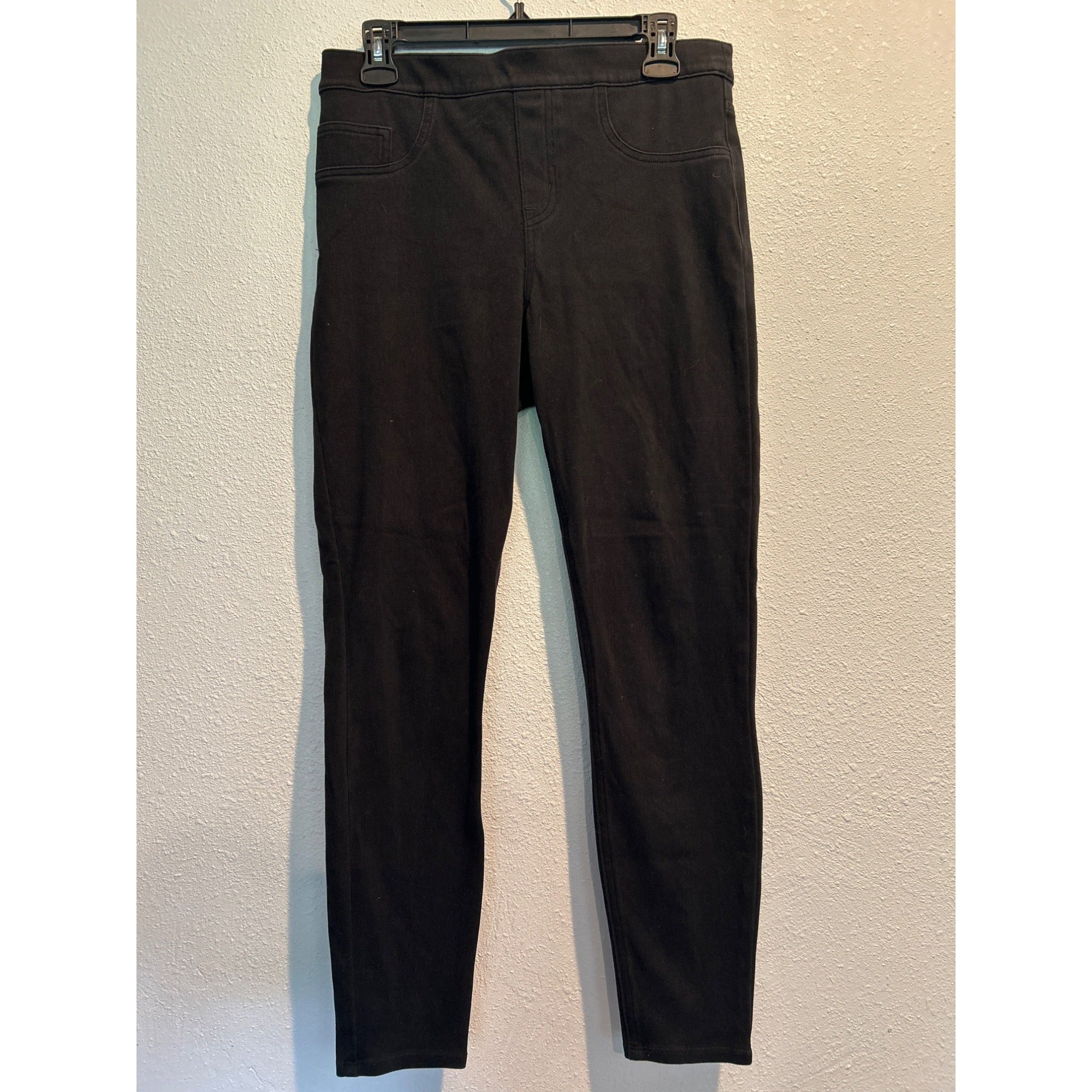 Spanx Skinny Jeans Jeggings Black Pull On Stretch Crop Short Womens MEDIUM