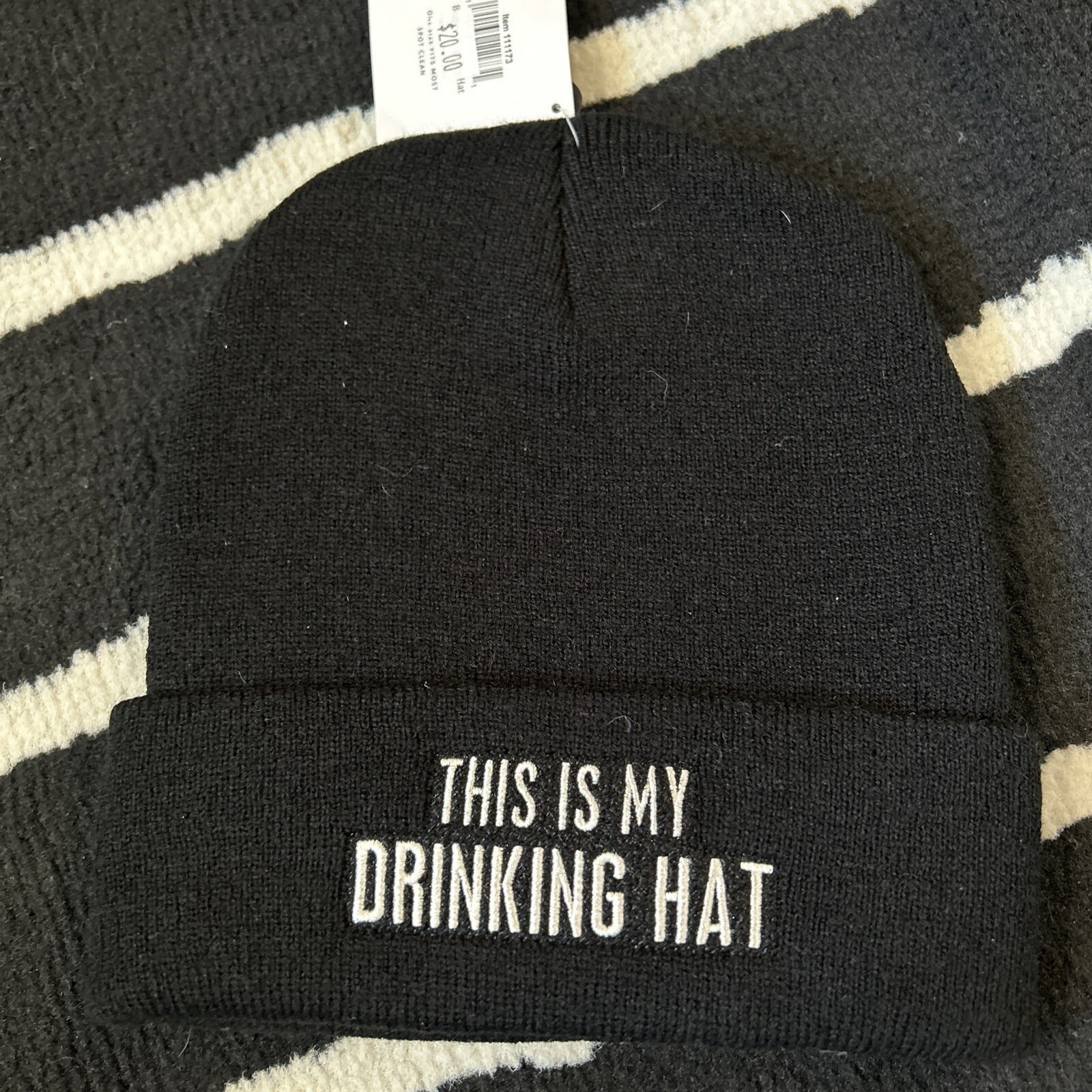 PRIMITVES BY KATHY "This is My Drinking Hat" Black Beanie NWT