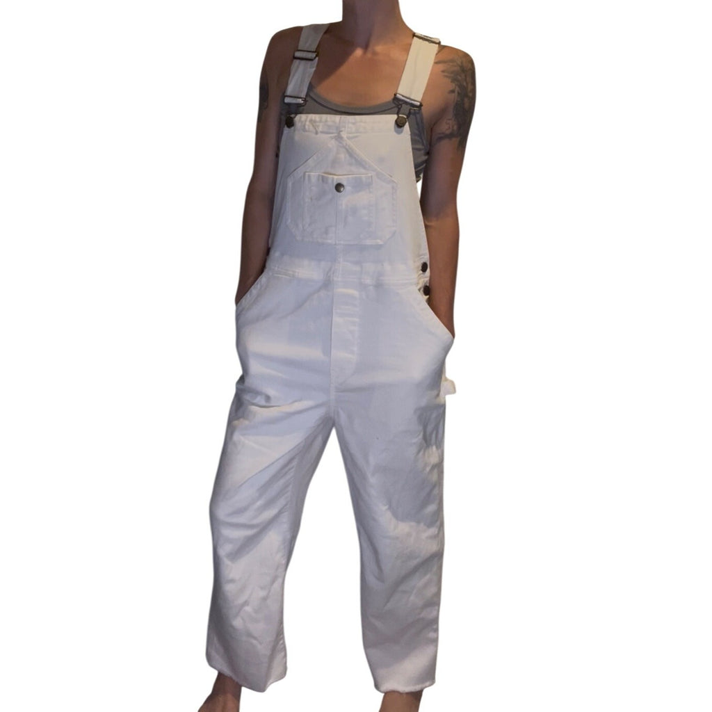 Faherty Painter Overalls (Women’s SMALL) White Carpenter Stretch Denim