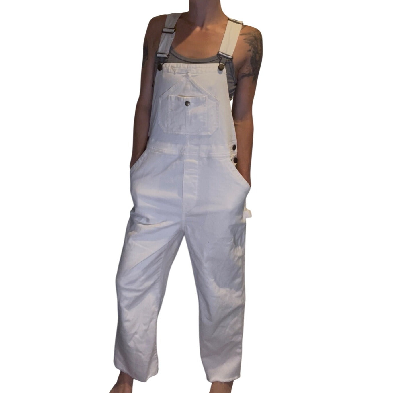 Faherty Painter Overalls (Women’s SMALL) White Carpenter Stretch Denim