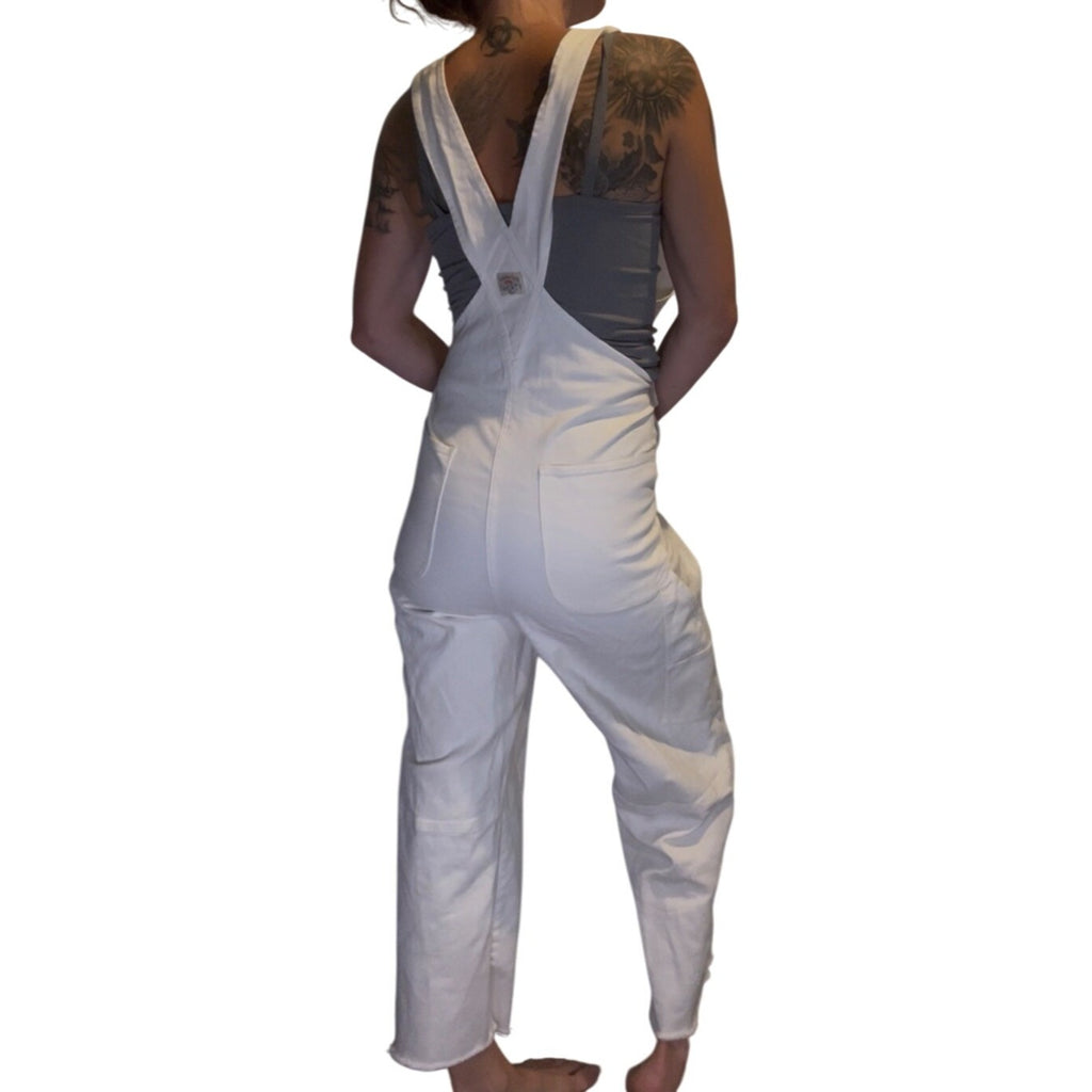 Faherty Painter Overalls (Women’s SMALL) White Carpenter Stretch Denim