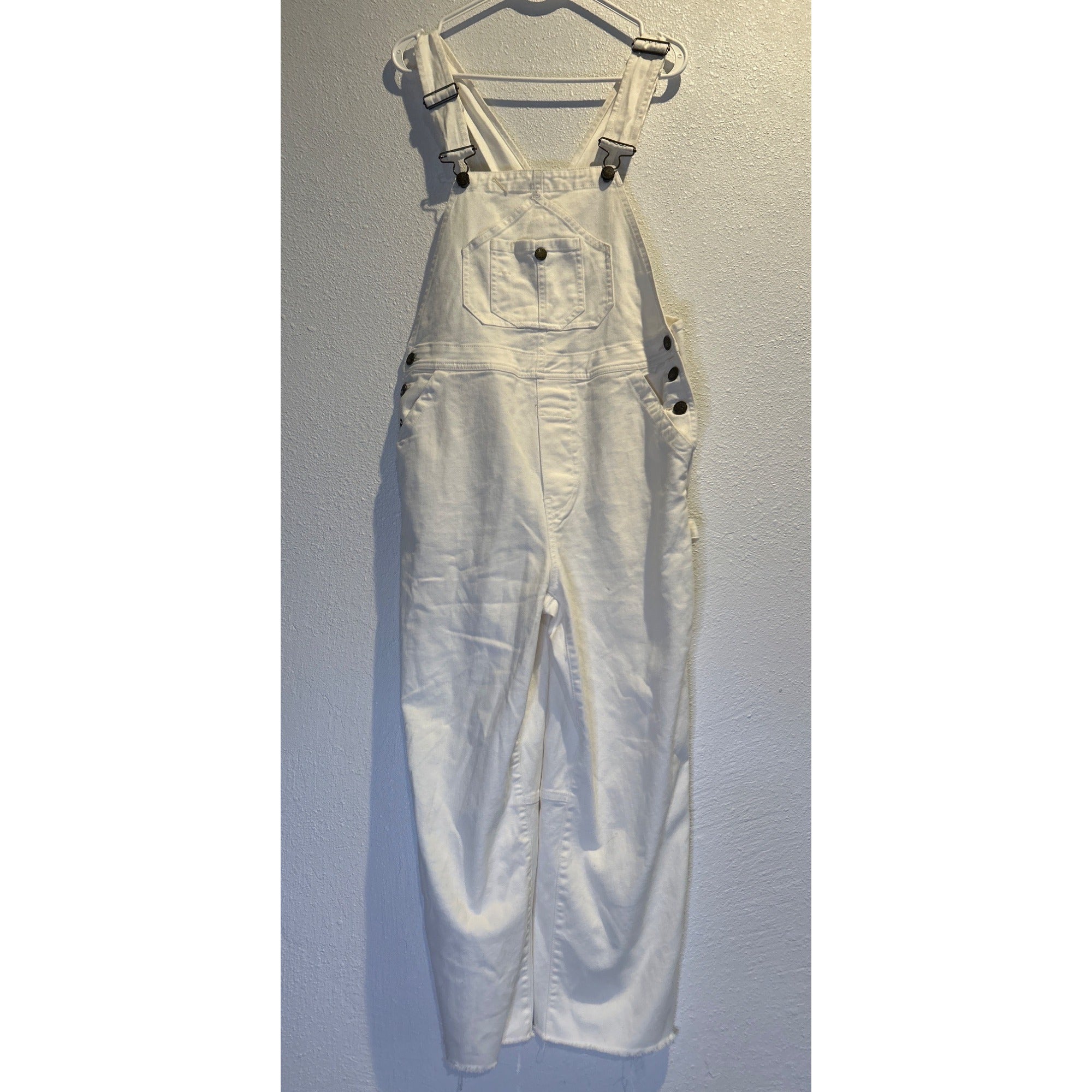 Faherty Painter Overalls (Women’s SMALL) White Carpenter Stretch Denim