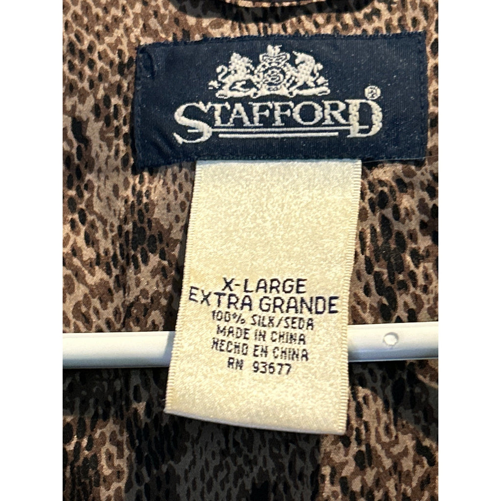 STAFFORD Mens XL Button Shirt SILK Snake Print Animal