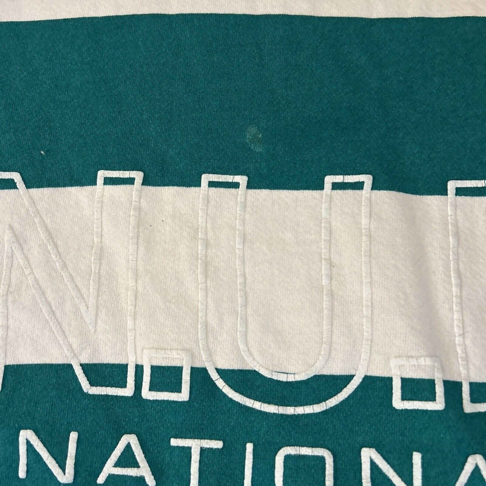 VINTAGE Enuf International LARGE 90’s Hoodie Green White Striped Pullover