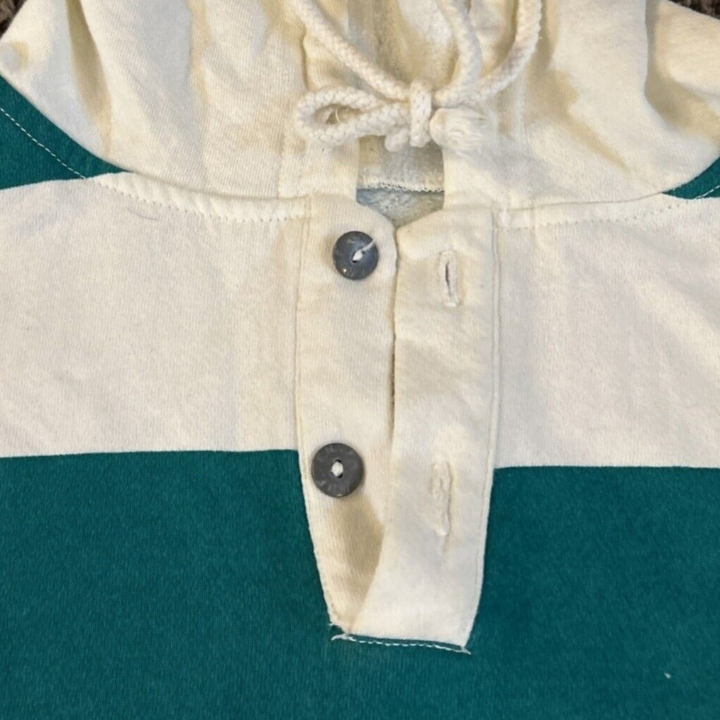 VINTAGE Enuf International LARGE 90’s Hoodie Green White Striped Pullover
